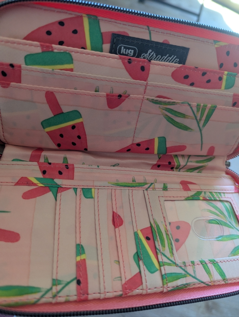 Lug Straddle Pink Watermelon Popsicle Quilted Zip-Around Wallet - Picture 3 of 4